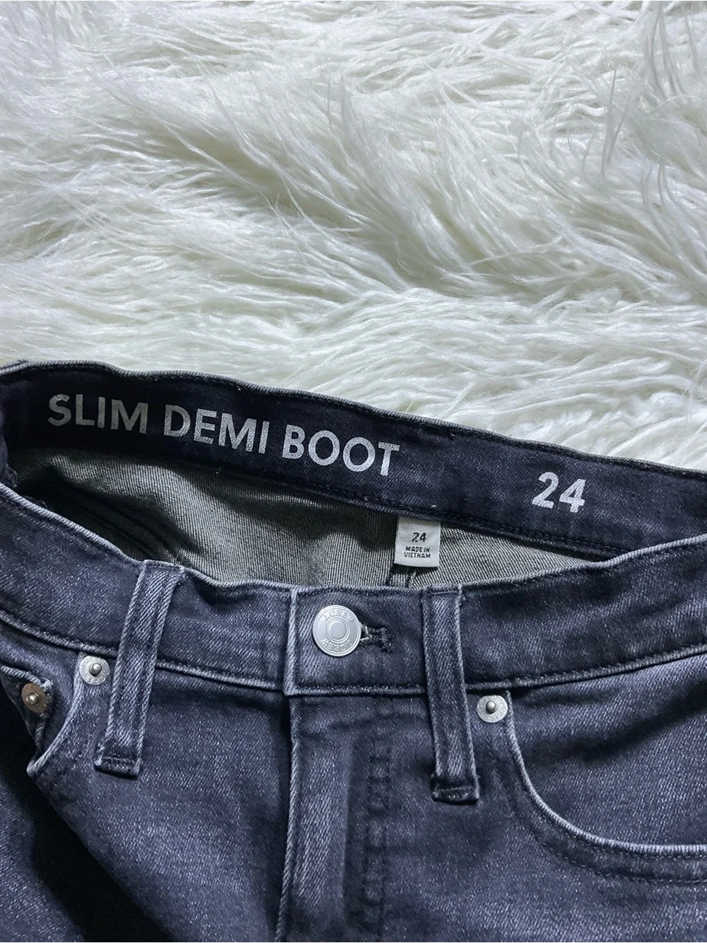 J Crew High-rise slim demi-boot jean in Charcoal wash